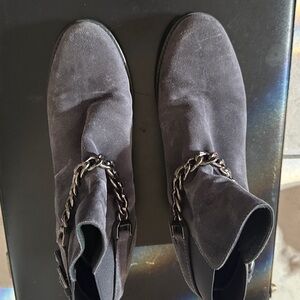 Stuart Weitzman Gray Ankle Boots with Chain Detail